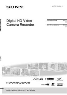 Sony HDR CX 700 V manual. Camera Instructions.